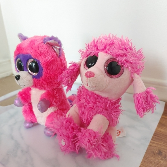 Ty beanie baby| Patsy / Roxie /& Marci pink raccoon & poodle & black teeny Dog - Picture 4 of 10